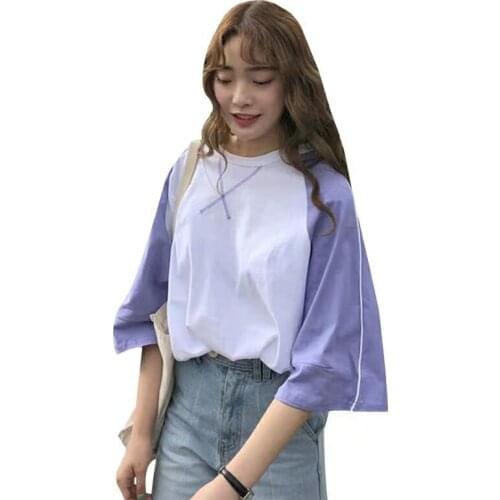 U-SWEAR 2020 New Arrival Fashion Casual Women T-Shirt Patchwork Half Sleeve O-Neck Print Soft Female Tops Office Lady Clothing