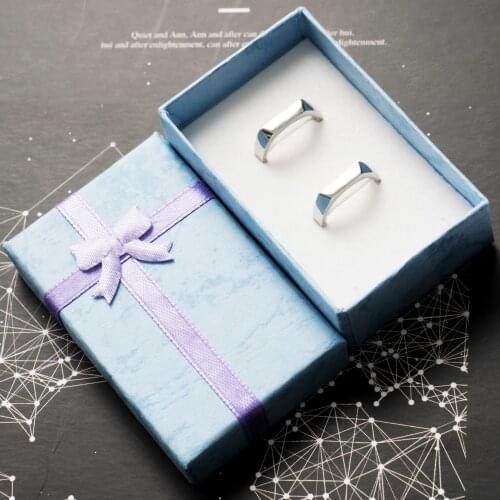 Kpop Bangtan Boys Silvery Alloy Rings Wedding Party Lady Rings Adjustable Couples Rings Jewelry 2Pcs Set With Gift Box