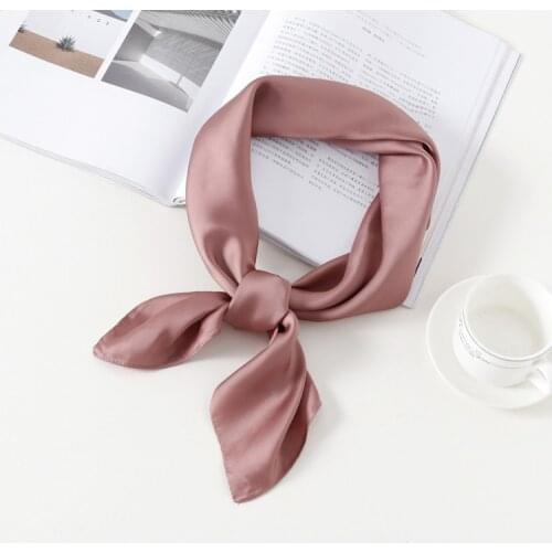 Fashion Plain Kerchief Silk Satin Hair Scarf For Women Small Neck Scarfs 70*70cm Square Headband Bandana Head Scarves For Ladies