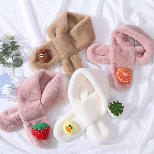 Winter Warm Childrens Snood Scarf Christmas Fashion Cute Imitation Rabbit Fur Cross Scarf Cartoon Leopard Boys Girl Plush Scarf