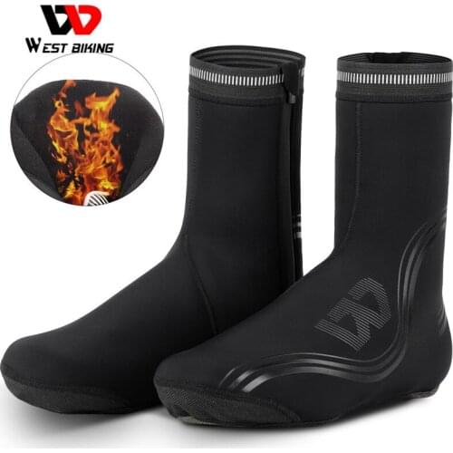 WEST BIKING Winter Thermal Cycling Overshoes Waterproof Warmer Galoshes Covers Boots MTB Mountain Road Cycling Shoe Covers