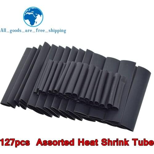 TZT 127pcs/set Assorted Heat Shrink Tube Black Wire Wrap Electrical Insulation Cable Sleeving 2-13mm