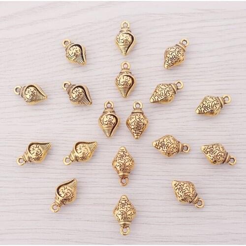 30 x Antique Gold Sea Snail Conch Charms Pendants For Earrings Necklace Jewelry Making Accessories 15x8mm