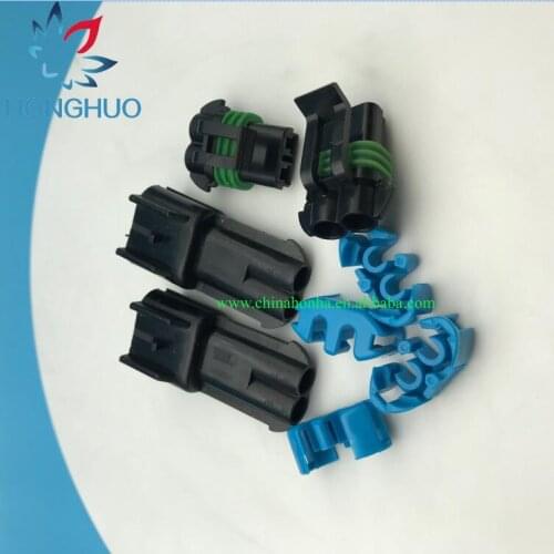 50/100pcs 2 Pin 2.8MM Car Weather Pack Waterproof Sensor Fan Electronic Connector plug Auto Wire Connector 15300027 15300002