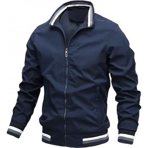 70% Dropshipping!! Spring Autumn Men Jacket Long Sleeve Zipper Solid Color Outwear Sportwear Coat