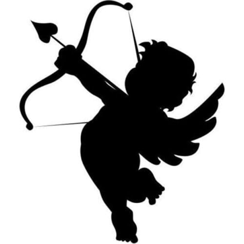 9.1*10.7CM Cupid Love Arrow Bow Cartoon Angel Car Stickers Stylish Motorcycle Vinyl Window Decals Black/Silver C7-1344