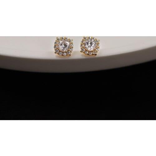 925 Sterling Silver French Simple Pavé Crystal Sunflower Stud Earrings Women Shiny Classic Wedding Party Jewelry Gift