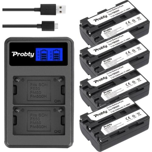 7.4V 2300mAh NP-FM500H NP FM500H Battery+LCD USB Dual Charger for Sony A200 A200K A200W A300 A350 A450 a580