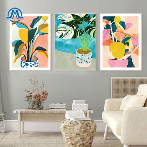 Watercolour Canvas Painting Vases And Plant Poster Abstract Print Wall Art Modern Picture For Living Room On The Wall Home Decor