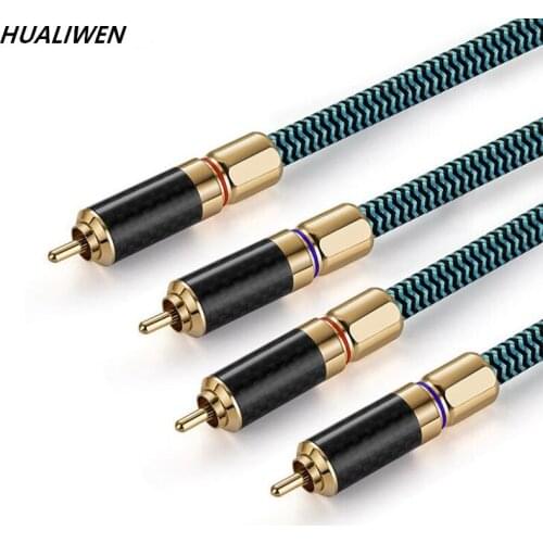 JSJ 2RCA audio cable silver plated copper red and white double lotus audio cable DVD TV stereo 1m-3m