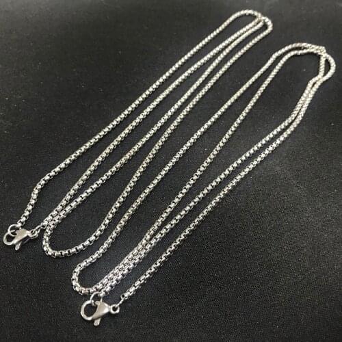 2mm 3mm 4mm Stainless Steel Square Pearl Chain Necklace DIY Jewelry Box Chain for Hand-made Men Women Link Chains Accessories