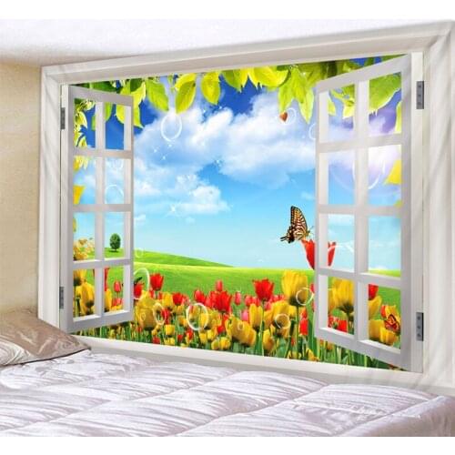 Dolphin Outside The Window Printed Tapestry Cheap Hippie Wall Hanging Bohemian Wall Tapestries Mandala Wall Art Decor