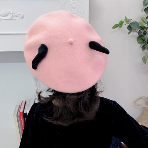 Kids Cartoon Ox horn Beret Winter Cute Wool Beret Hat Cap Berets Girls Hat Painter Hat 2-8 Years Old Gorras