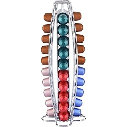 40 pcs Nespresso Capsules Dispenser Coffee Pod Holders Storage Racks Organization Stainless Steel Shelves Standing