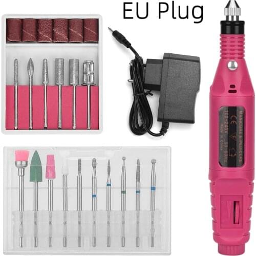 Electric Manicure Nail Machine 16pcs Nail Drill Bits Milling Adjustable Speed Gentle Polishing Art Pen Professional Kits