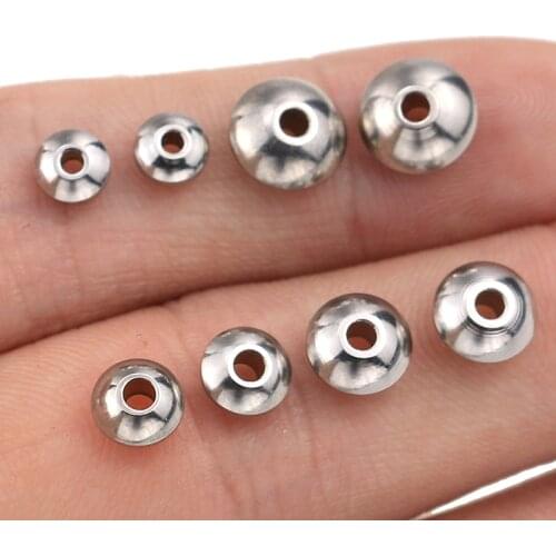 50pcs/lot Stainless Steel Spacer European Beads For Jewelry Making Supplies DIY Beads Accessories For Charms Necklace Bracele