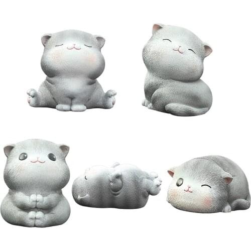 Cat Figurines Animal Character Toy for Cake Topper Plant Automobile Decorations Kitten Easter Eggs Furniture Ornament 85AC