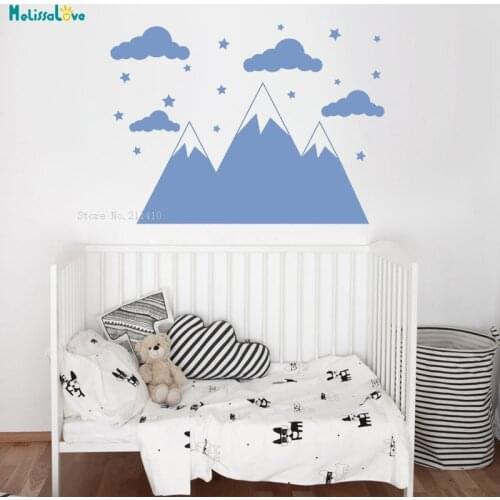 Mountain Nursery Wall Decal Cloud and Star Custom Color Home Decoration Kids Room Self-adhesive Lovely Cute Sticker YT966