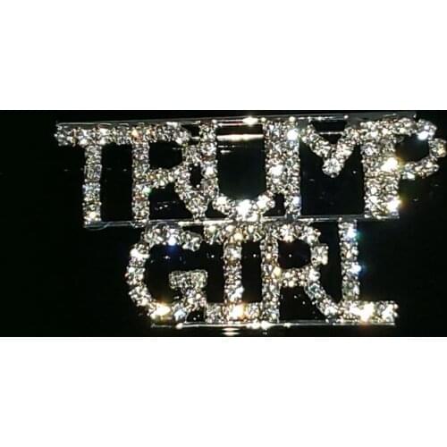 Crystal Handmade Word Brooch Jewelry "TRUMP GIRL" Lapel Pin Rhinestone Word Brooch Accessories Unique Souvenir Gift Wholesale