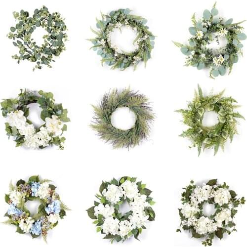 Artificial Wreath Eucalyptus Hydrangea Leaf Ring Simulation Green Plant Ring