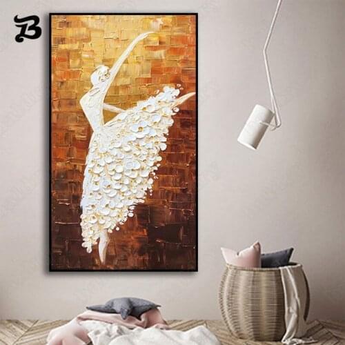 Canvas Painting for Living Room Modern Abstract Girl with Long Dress Ballet Dancer Wall Art Posters and Prints Home Wall Decor