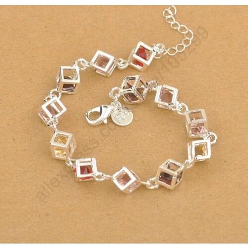 Hot Sale Square Shaped Vintage Zircon Lady Bracelet Bohemia style Charm Women 925 Silver Fashion Christmas Gift
