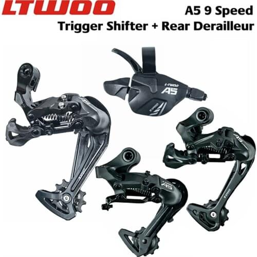 LTWOO A5 1x9 Speed Trigger Shifter +3 Size Long Medium Short Cage Rear Derailleurs 9s for MTB Compatible with ALIVIO / ACERA