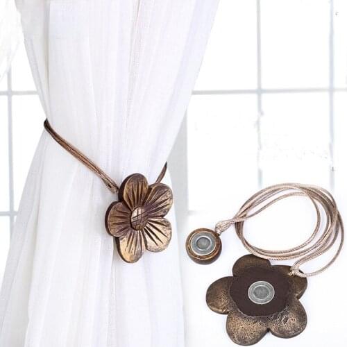 Simple Magnet Curtain Buckle Magnetic Curtain Strap Curtain Hook Wall Hook Curtain Accessories Resin Carved Flower Tie Rope