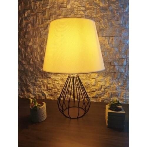 Metal Cage Wrought Iron Floor Standing Light cream Cloth Headdress Lampshade 406416988