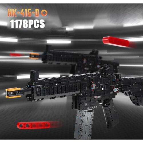 Simulation Modern military weapon building block ww2 HK416 Automatic rifle shooting gun bricks boys toys with bullets collection