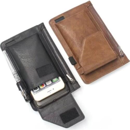 Hook Loop Man Belt Clip Zipper Card Pouch Dual Mobile Phone Leather Case For Samsung Galaxy J7/E7/On7/A7 (2016)/A7 (2016)/A9/C7