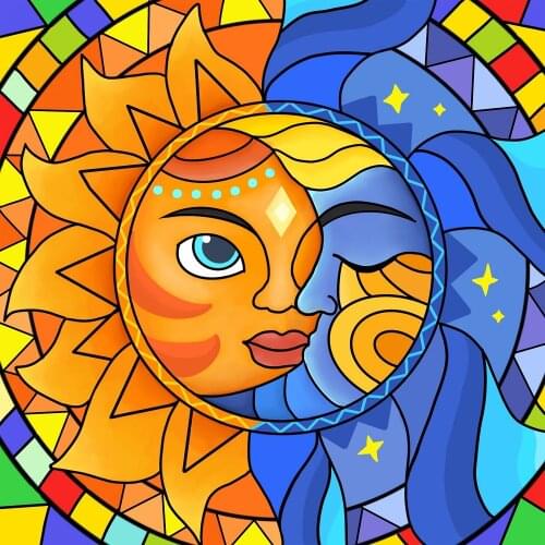 New Design Diamond Painting Cross Stitch Kits Sun and Moon Diamond Embroidery 5D Kids Adult DIY Mosaic Full Drill Home Decor