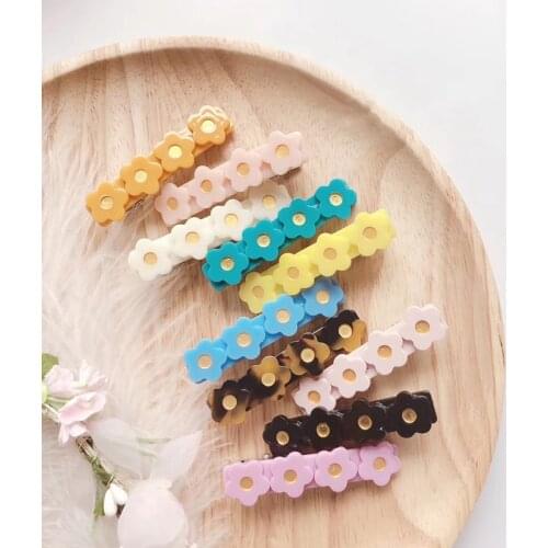 New Korean cute childrens hairpin acrylic acetate flower hair alligator clips high quality multiple colors side clip headwear