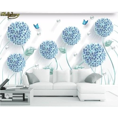 Beibehang Custom Photo Wallpaper Mural Modern Simple Embossed Stereo Dandelion Nordic Background Wall Painting papel de parede