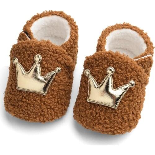 Newborn Baby Shoes Furry Baby Cotton Shoes Winter Crown Walking Shoes Baby Shoes Cotton Boots Chaussure Bebe Fille Crib Shoes