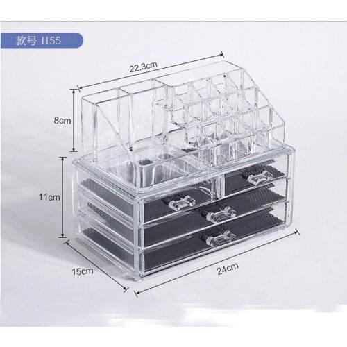 Makeup Organizer Cosmetic Storage Box Transparent Plastic Box Organizador Acrylic Desktop Jewelry Bathroom Multifunctional