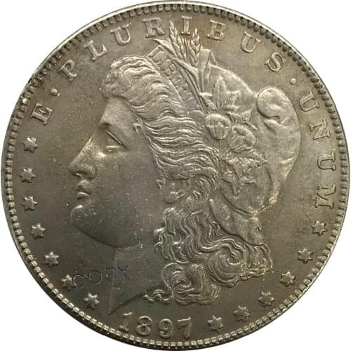 S 1897 United States Morgan 1 One Dollar Cupronickel Plated Silver Collectibles Copy Coin