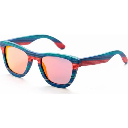 Fashion Wood Sunglasses Polarized Men Women Blue Bamboo Frame Handmade High Quality UV400