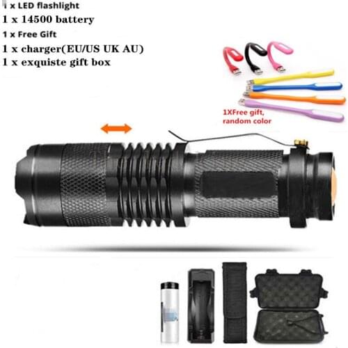 Led flashlight Ultra Bright torch T6/Q5 Camping light 3 switch Modes 6000 LM Zoomable Bicycle Light use 14500 battery