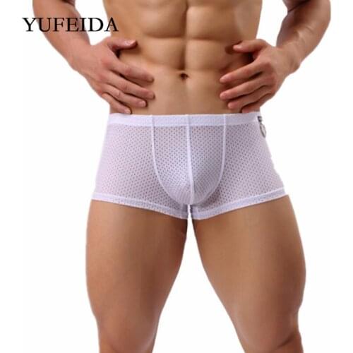8PCS/4PCS Mens Underwear Boxer Shorts Breathable Boxers Trunks Mesh Underpants U Convex Pouch Jockstraps Male Gay Homme Panties