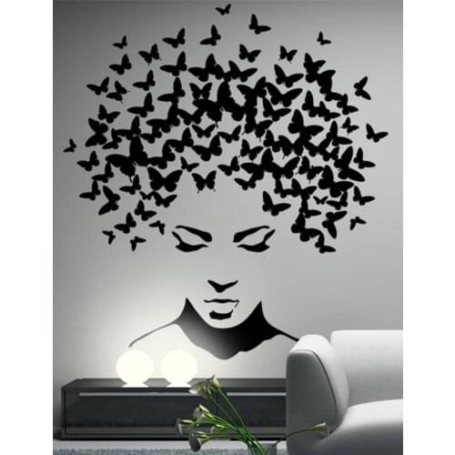 Butterflies in the head vinyl wall sticker for Livingroom wall decal butterflies decor butterflies wall sticker removable HY1360