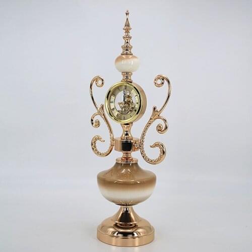 Vintage Clock RetroHandmade Amber Ceramic metal table Clock Home Decoration able centerpieces