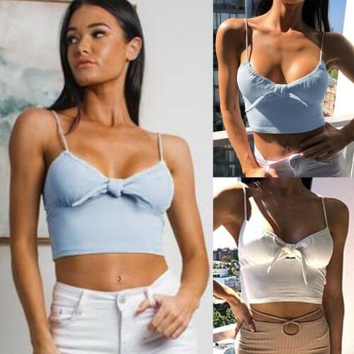 Women Bowknot Bralet Crop Top Cami Tank Vest T-Shirt Blouse