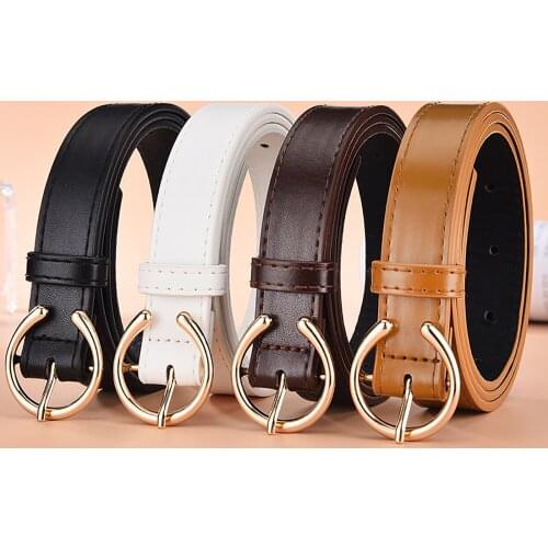 2021 Womens Leather Belt Fashion Classic Skinny Belt Solid Color With C Shape Alloy Buckle For Dress Jeans Pants