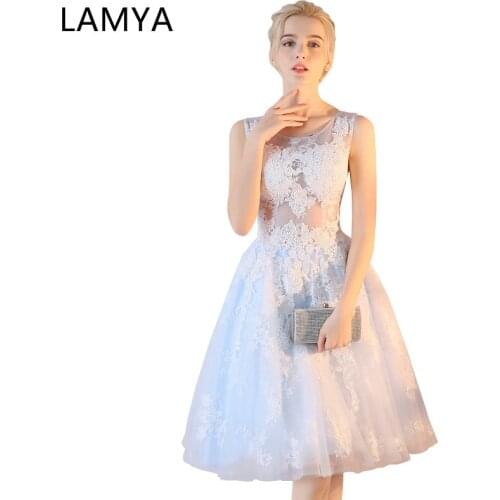 LAMYA Womens A Line Short Lace Prom Dresses Elegant Evening Party Homecoming Dress 2021 Sexy vestidos de fiesta Formal Gown