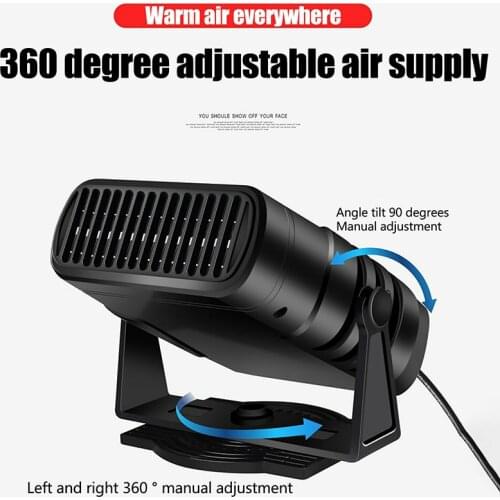 1pc 12/24V Car Truck Heater Fan Cold/Hot Vehicle Heating Defroster Demister 360 Degree All-Round Adjustable Car Heater Fan