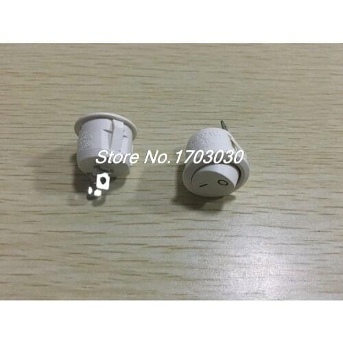 10 Pcs White Round AC 250V 6A 2 Pin SPST ON OFF Rocker Switch