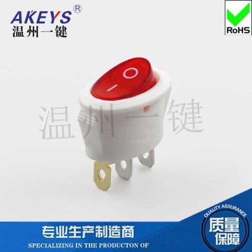 10pcs KCD7-102N red light Oval Rocker Switch Two gear three feet Kettle coffee machine components