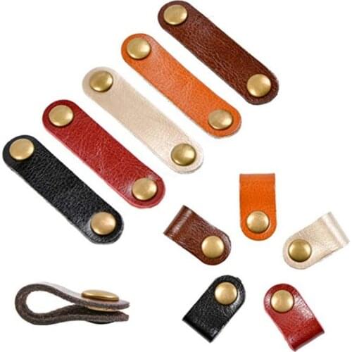 10pcs Universal Leather Earphone Cable Straps Wire Ties Management Cord Keeper Straps Organizer Holder Mixed Colors