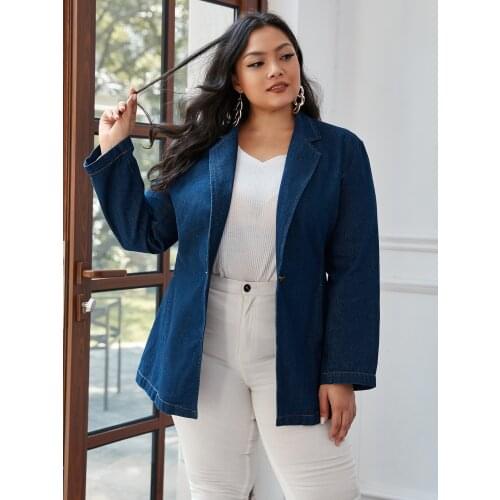 2021 spring and autumn new denim top suit big size